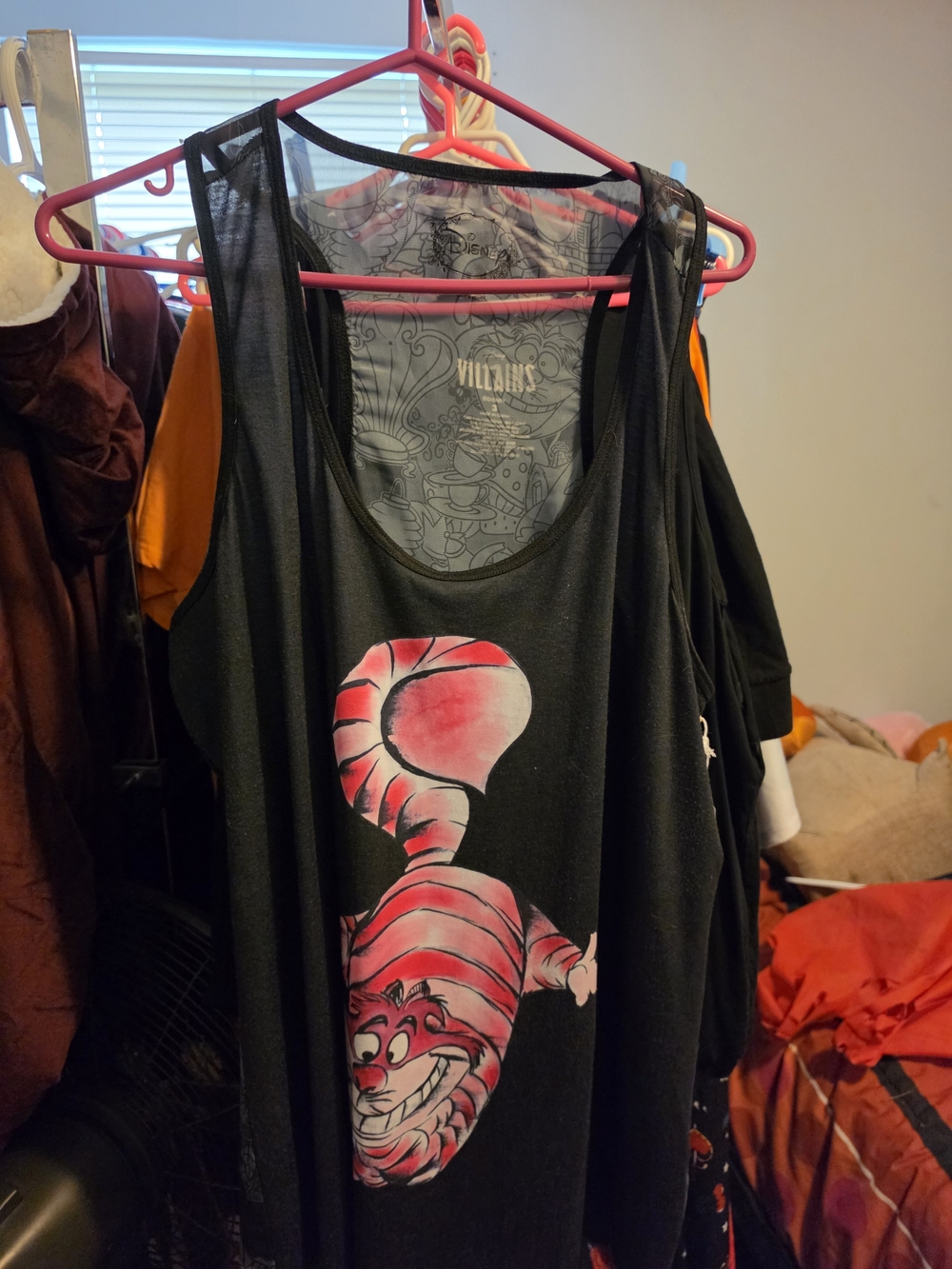 torrid Black Tank Top with Pink Cheshire Cat Graphic
